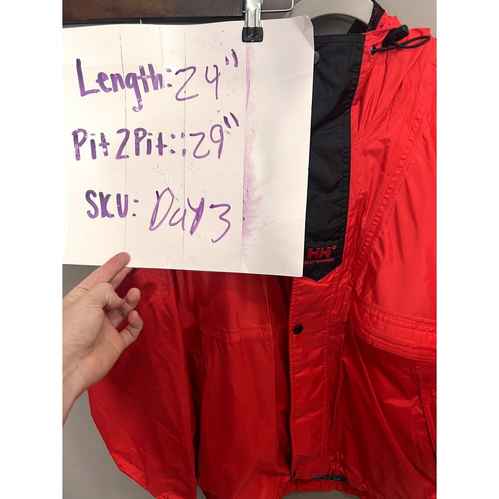 Helly Hansen Small Red Jacket Windbreaker Hood Go… - image 4